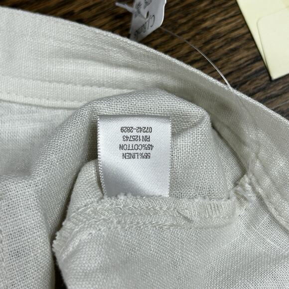 CJ Banks Pants Womens 22W Plus White Linen Cropped Button Tab Beach Resort NWT - Picture 4 of 12